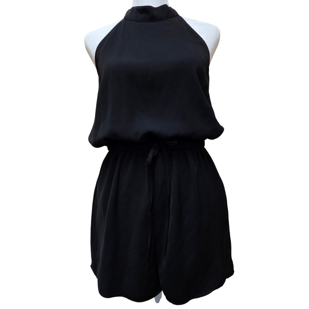 Black Forever 21 Halter Top Elastic Adjustable Waist Shorts Romper Size Medium